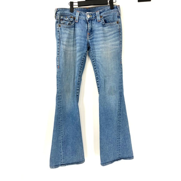 True Religion Denim - True Religion Joey Flare Jeans Medium Wash Low Rise Twisted Seam Size 31‎ USA